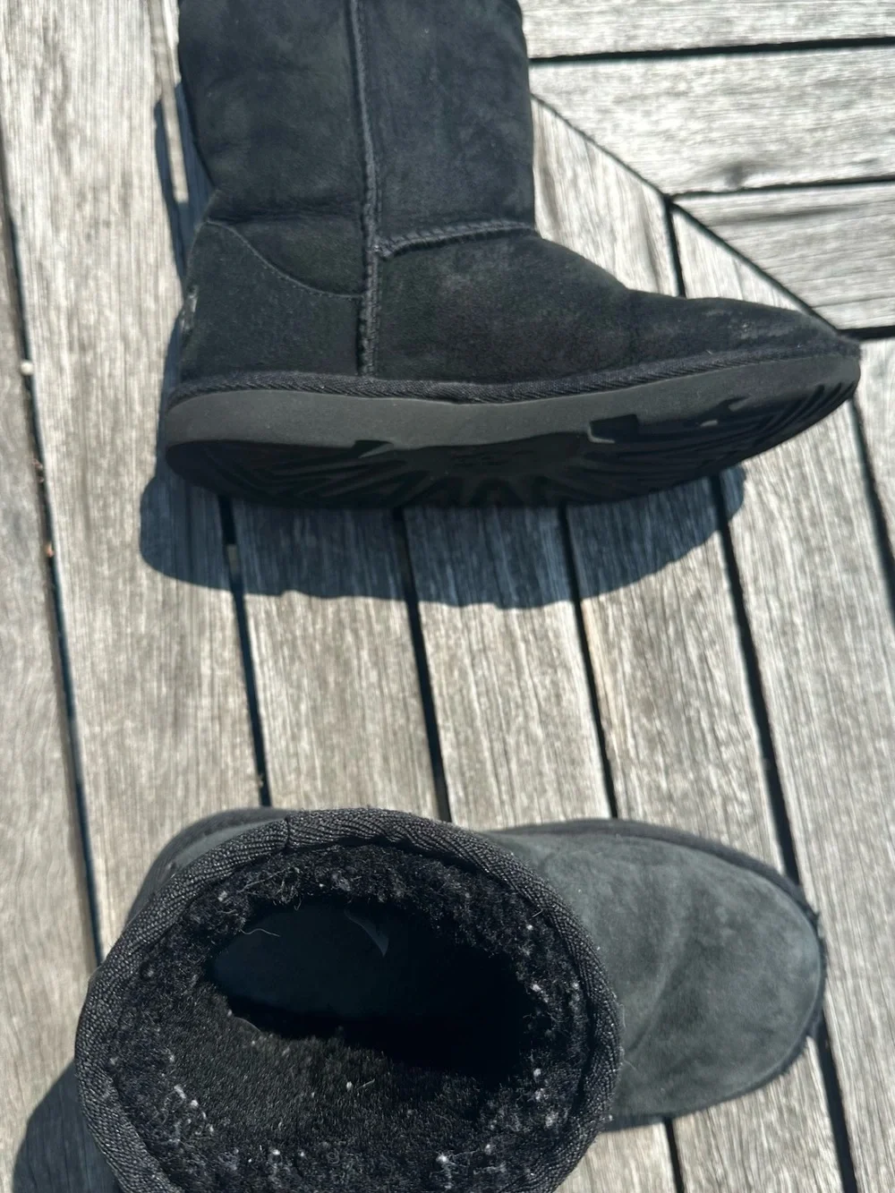 UGG Kids Black Short Fuzzy Lined Boots